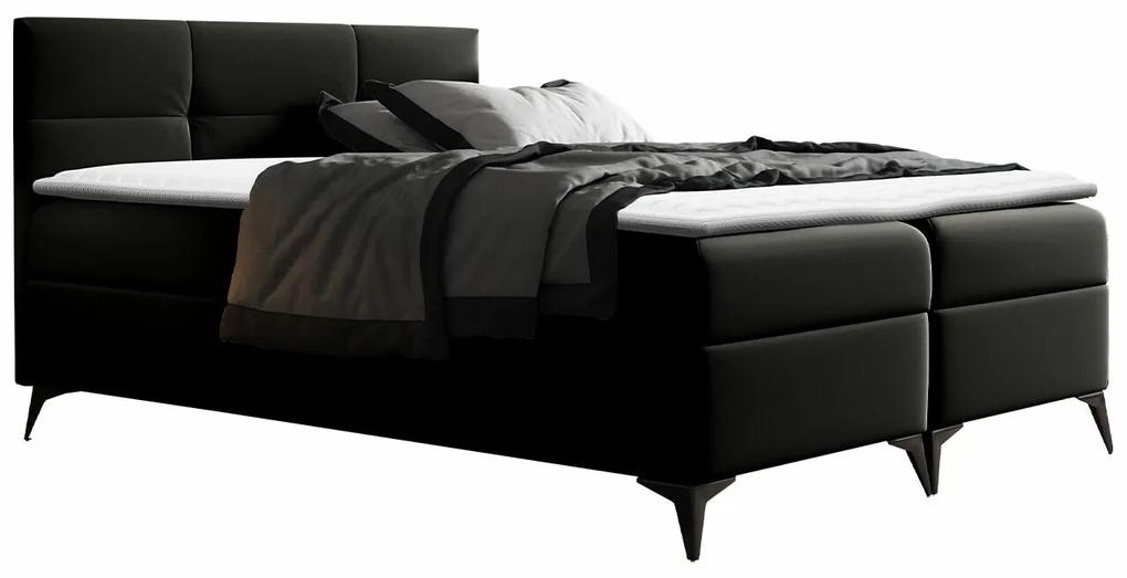 Κρεβάτι continental Baltimore 134, Continental, Διπλό, Μαύρο, 140x200, Οικολογικό δέρμα, Τάβλες για Κρεβάτι, 144x208x115cm, 111 kg, Στρώμα: Ναι