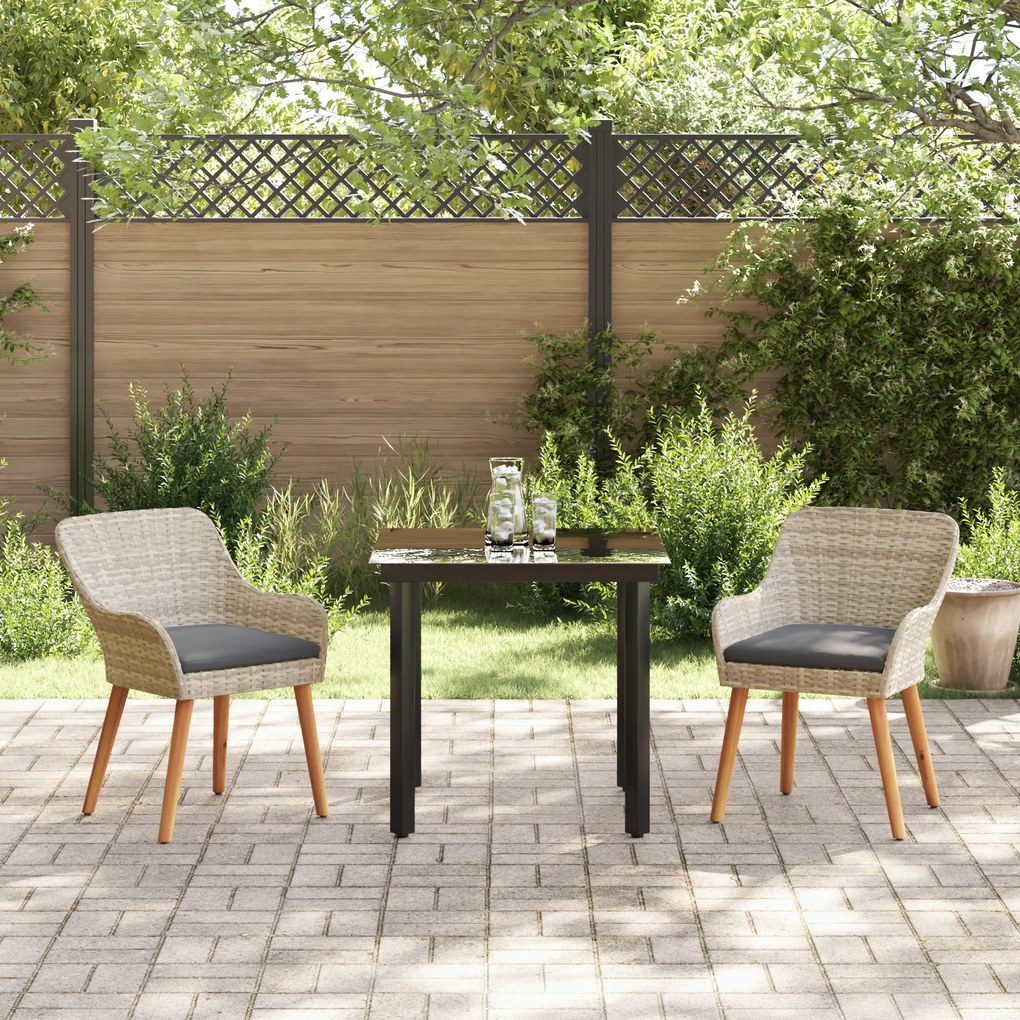 vidaXL Σετ τραπεζαρίας 3 pcs Ανοιχτό γκρι και Μαύρο Μέγεθος: Μεσαίο