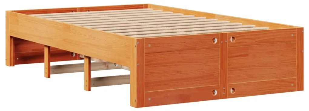 vidaXL Κρεβάτι Βιβλιοθήκη Χωρίς Στρώμα 135x190 εκ Μασίφ Ξύλο Πεύκου