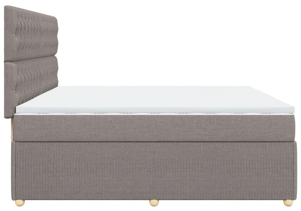 vidaXL Κρεβάτι Boxspring με Στρώμα Taupe 200x200 εκ. Υφασμάτινο