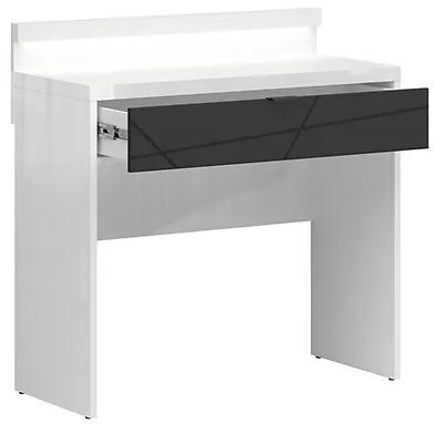 Τραπέζι γραφείου Boston CE120, Με συρτάρια, Αριθμός συρταριών: 1, 75x90x40cm, 30 kg, Μαύρο ματ, Γυαλιστερό λευκό | Epipla1.gr