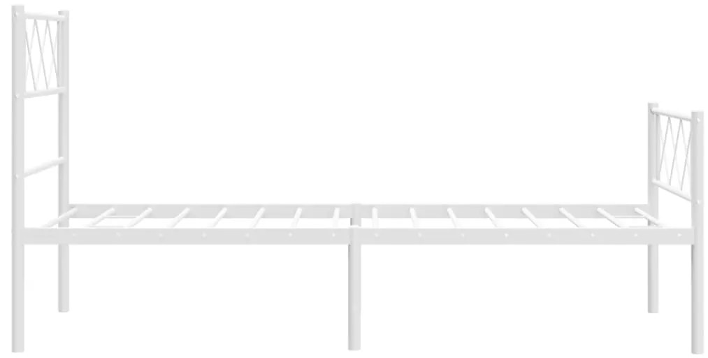 vidaXL Πλαίσιο Κρεβατιού με Κεφαλάρι/Ποδαρικό Λευκό 107x203 εκ Μέταλλο