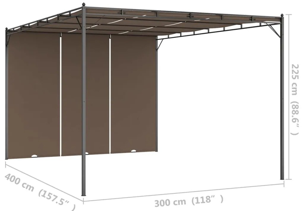 Κιόσκι Κήπου Taupe 4 x 3 x 2,25 μ. με Πλαϊνή Κουρτίνα - Μπεζ-Γκρι