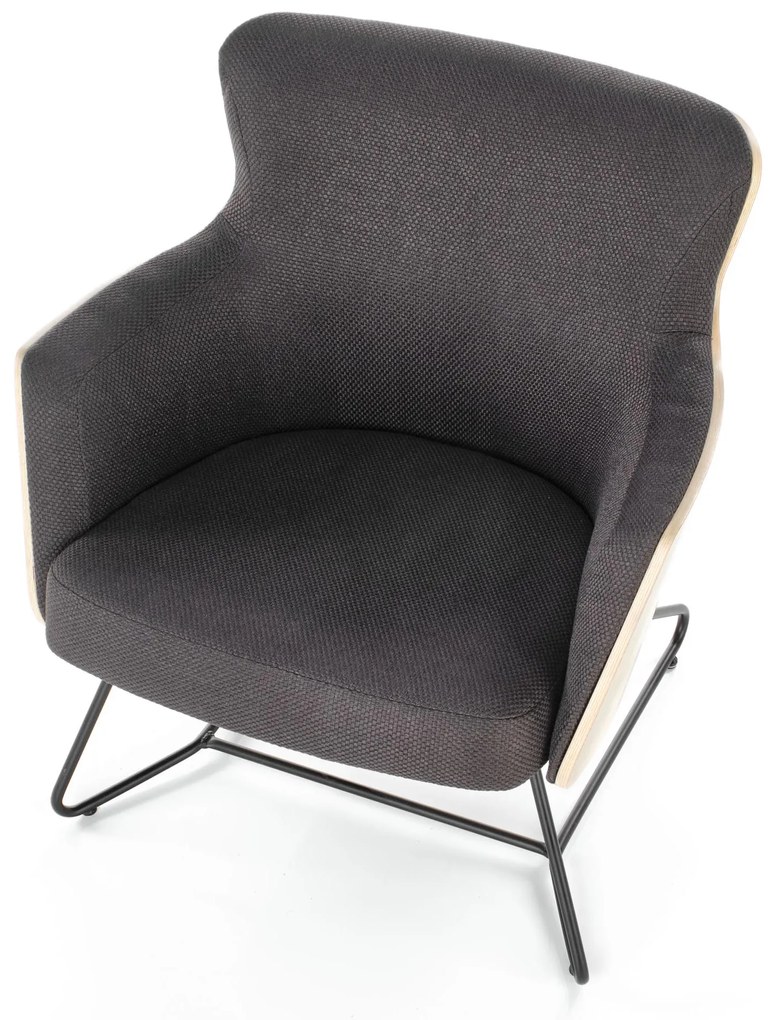 CHILLOUT leisure armchair dark grey / natural oak, legs - black DIOMMI V-PL-CHILLOUT-FOT-C.POPIEL/DĄB NAT.