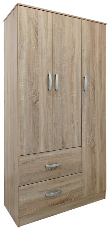 Ντουλάπα τρίφυλλη με 2 συρτάρια Lego pakoworld σε sonoma απόχρωση 90x42x180εκ