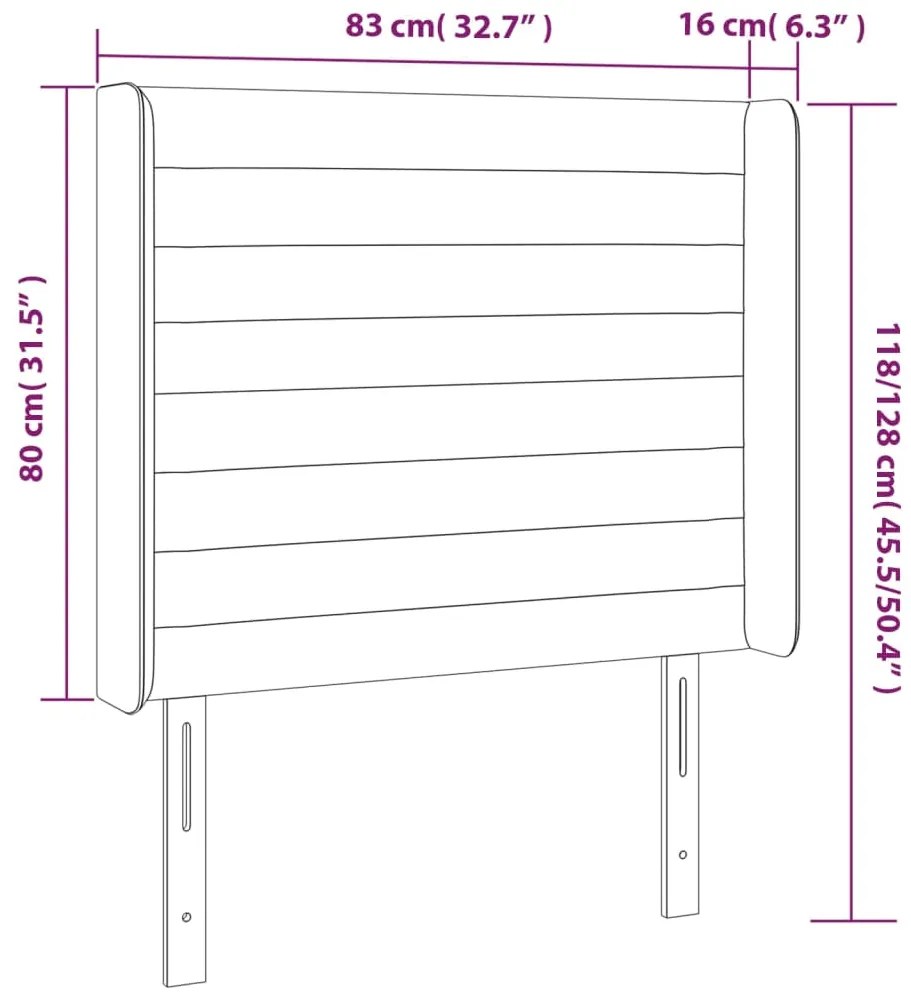 vidaXL Κεφαλάρι Κρεβατιού LED Ροζ 83x16x118/128εκ. Βελούδινο