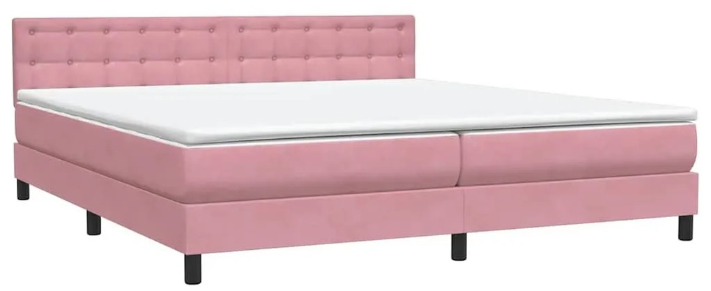 Box Spring κρεβάτι με στρώμα ροζ 180x220 cm Βελούδινο - Ροζ