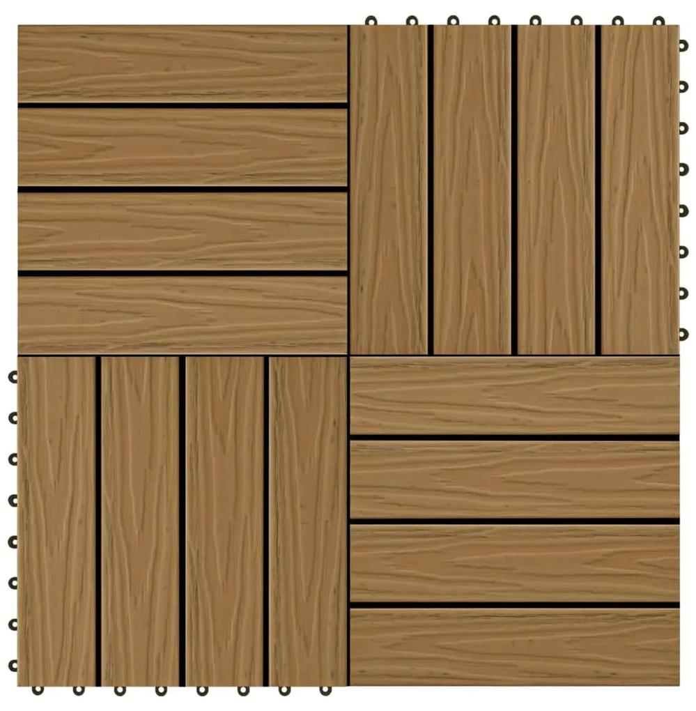 Πλακάκια Deck 11 τεμ. Ανάγλυφα Χρώμα Teak 30x30 εκ. 1 μ² WPC