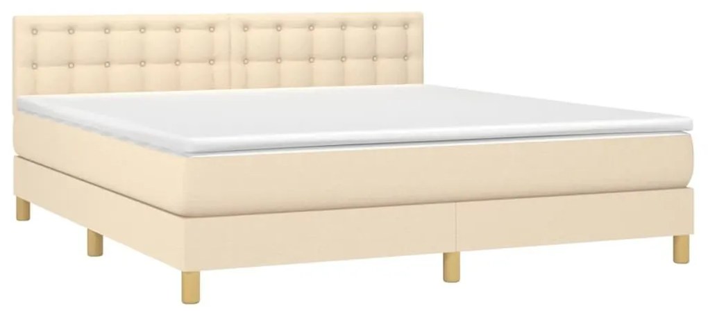 Κρεβάτι Boxspring με Στρώμα Κρεμ 180x200 εκ. Υφασμάτινο - Κρεμ