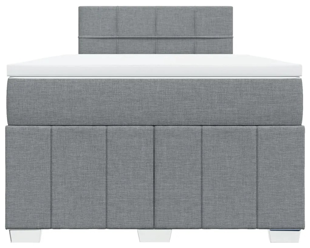 Κρεβάτι Boxspring με Στρώμα Ανοιχτό Γκρι 120x200 εκ. Υφασμάτινο - Γκρι