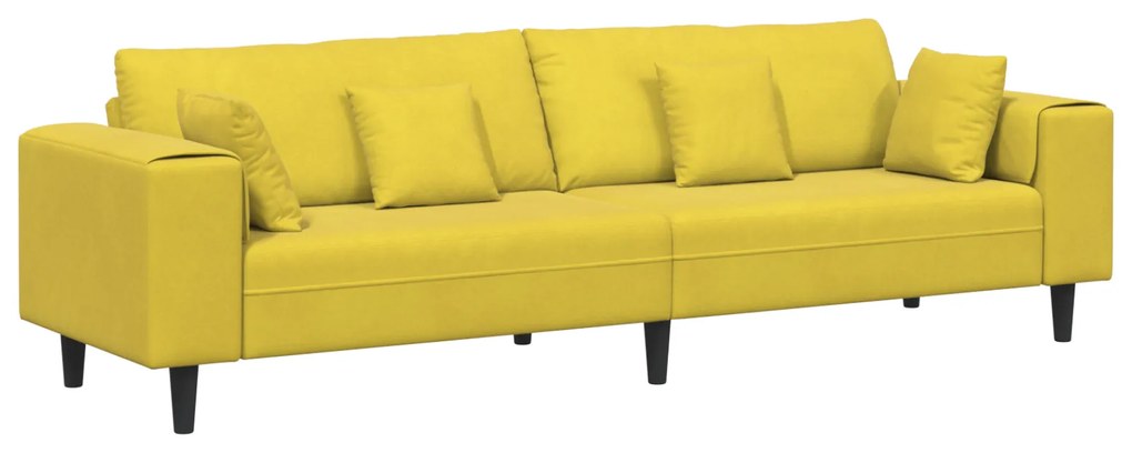 vidaXL Καναπές με μαξιλάρι Κίτρινο 250 x 77 x 76 εκ. Βελούδο