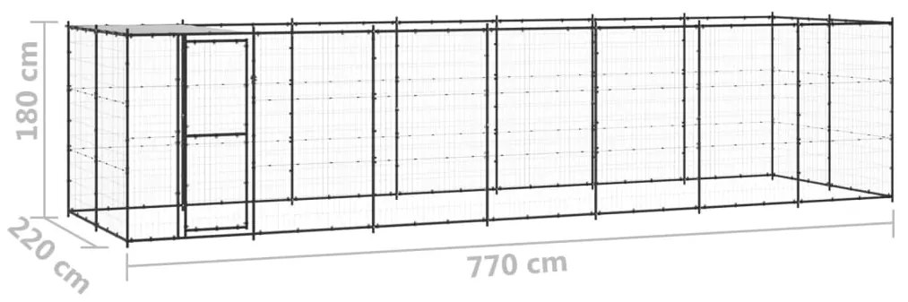 vidaXL Κλουβί Σκύλου Εξωτ. Χώρου με Στέγαστρο 16,94 μ² από Ατσάλι