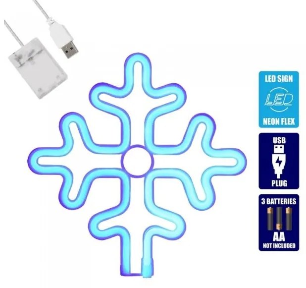 Διακοσμητικό Φωτιστικό Neon Led Γαλάζιο Snowflake 78580 Globostar 78580 Μπλε