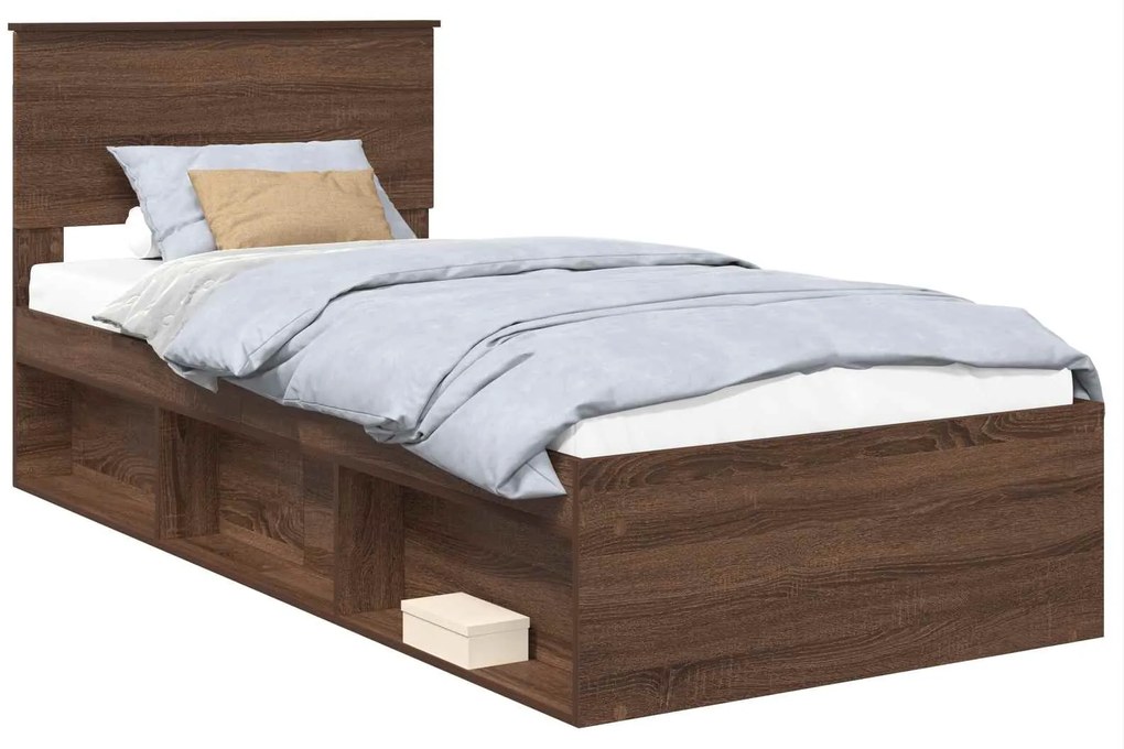 vidaXL Σκελετός Κρεβατιού Καφέ δρυς 90 x 190 cm Επεξεργασμένο ξύλο