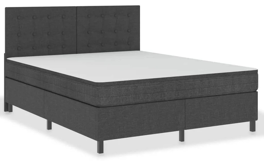 Κρεβάτι Boxspring Σκούρο Γκρι 160 x 200 εκ. Υφασμάτινο - Γκρι