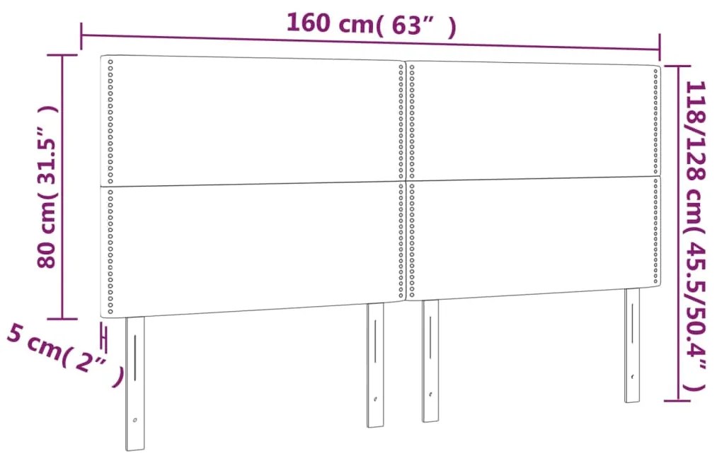 vidaXL Κεφαλάρι Κρεβατιού LED Ανοιχτό Γκρι 160x5x118/128 εκ. Βελούδινο