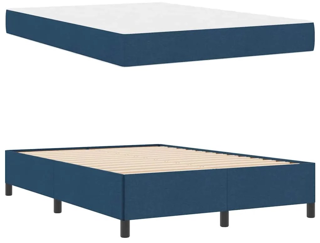 vidaXL Κρεβάτι με ελατήρια Μπλε, Μαύρο 140 x 190 cm