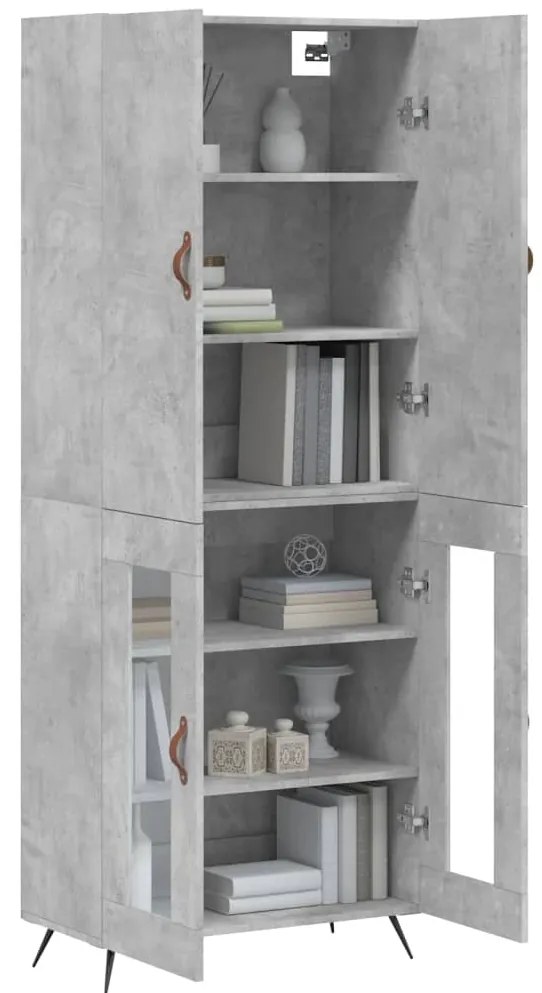 vidaXL Ντουλάπι Γκρι Σκυροδέματος 69,5x34x180 εκ. Επεξεργασμένο Ξύλο