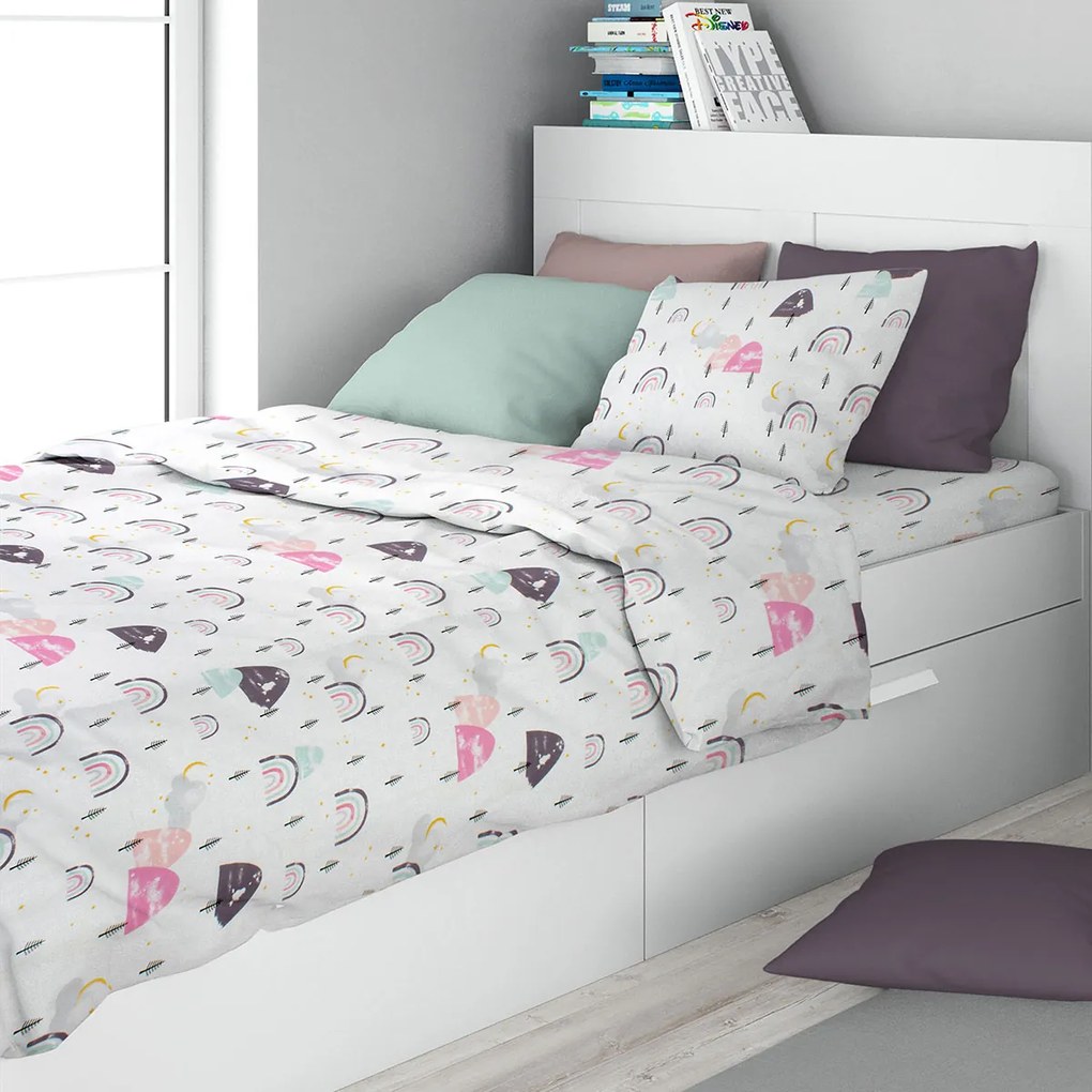 Σεντόνια Μονά (Σετ 3τμχ) Dimcol Rainbow 575 White - Pink