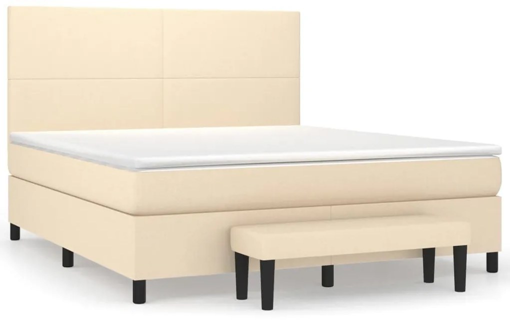 Κρεβάτι Boxspring με Στρώμα Κρεμ 160x200 εκ. Υφασμάτινο - Κρεμ