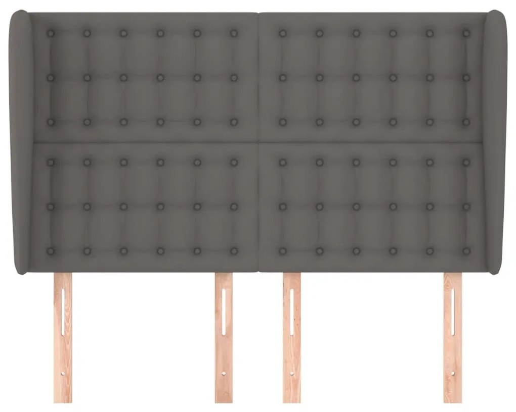 Κεφαλάρι με Πτερύγια Γκρι 147x23x118/128 εκ. Συνθετικό Δέρμα - Γκρι