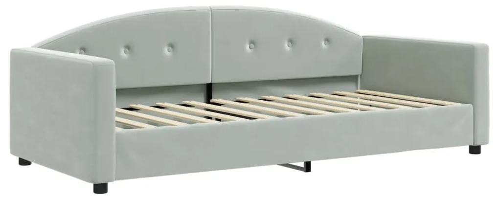 vidaXL Καναπές Κρεβάτι με Στρώμα Ανοιχτό Γκρι 90 x 200 εκ. Βελούδινος