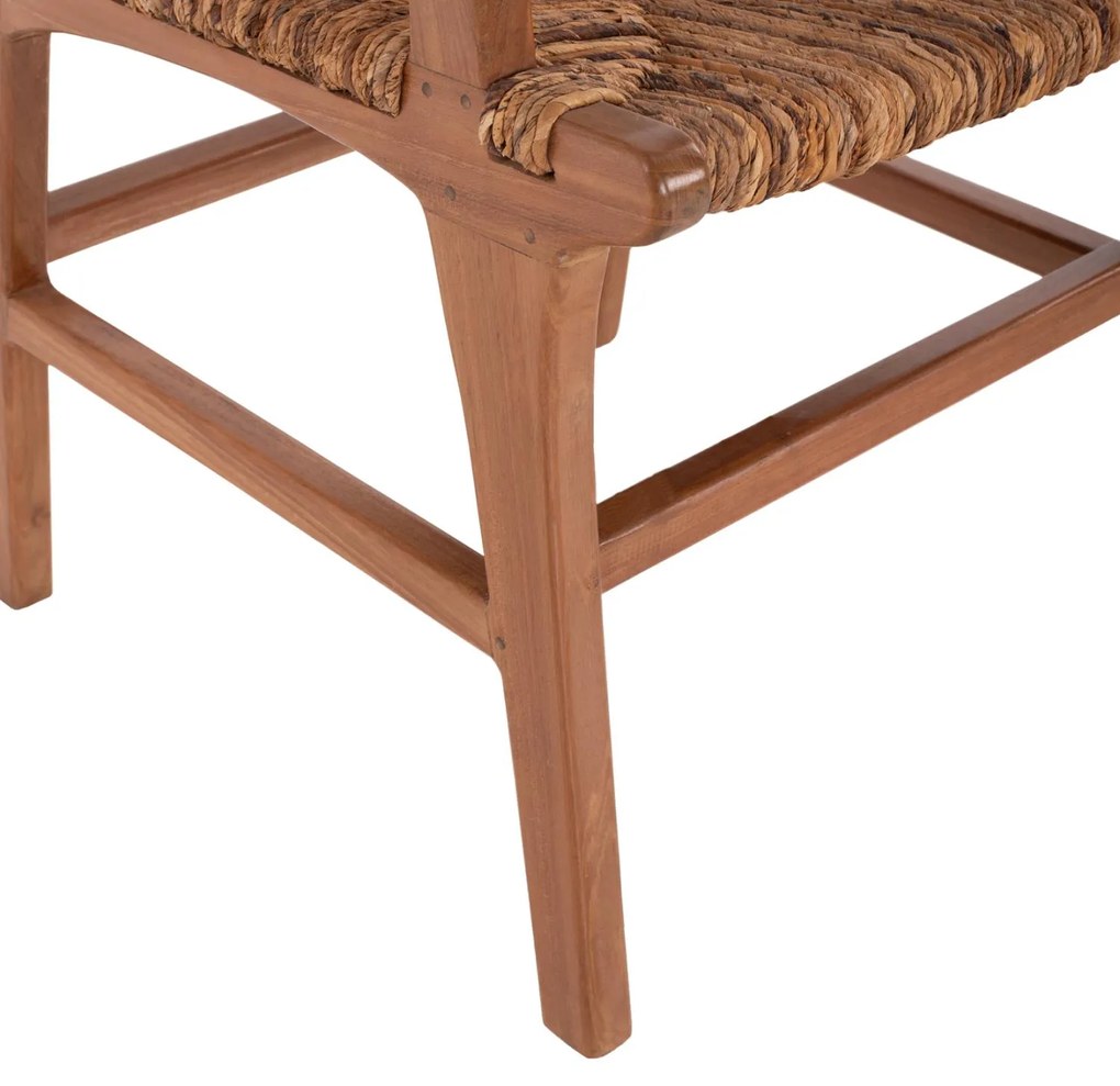 Καρέκλα-Πολυθρόνα Τραπεζαρίας C9400.01 Ξύλο Teak και Ψάθα Καρυδί-Μπέζ 54x58x86,5Yεκ. 54x58x86.5 εκ.