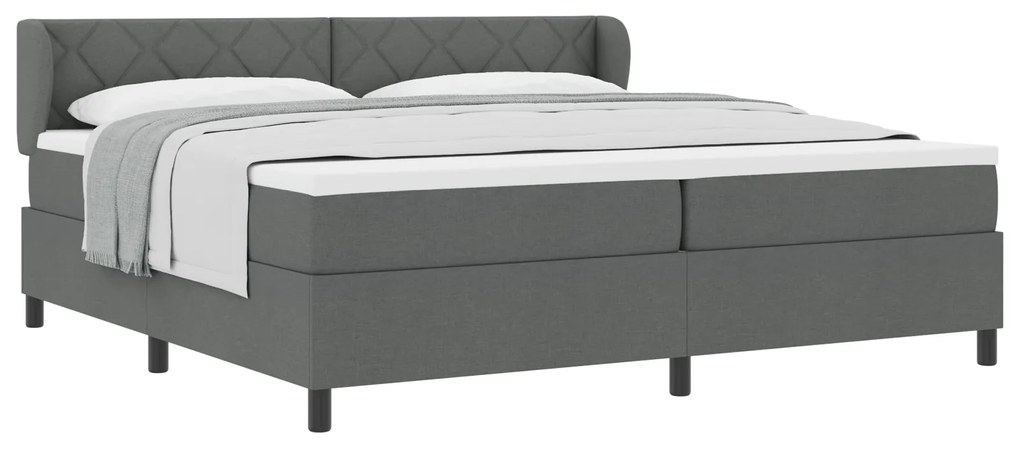 vidaXL Κρεβάτι με Στρώμα Γκρυ 200x200 εκ. Υφάσματος