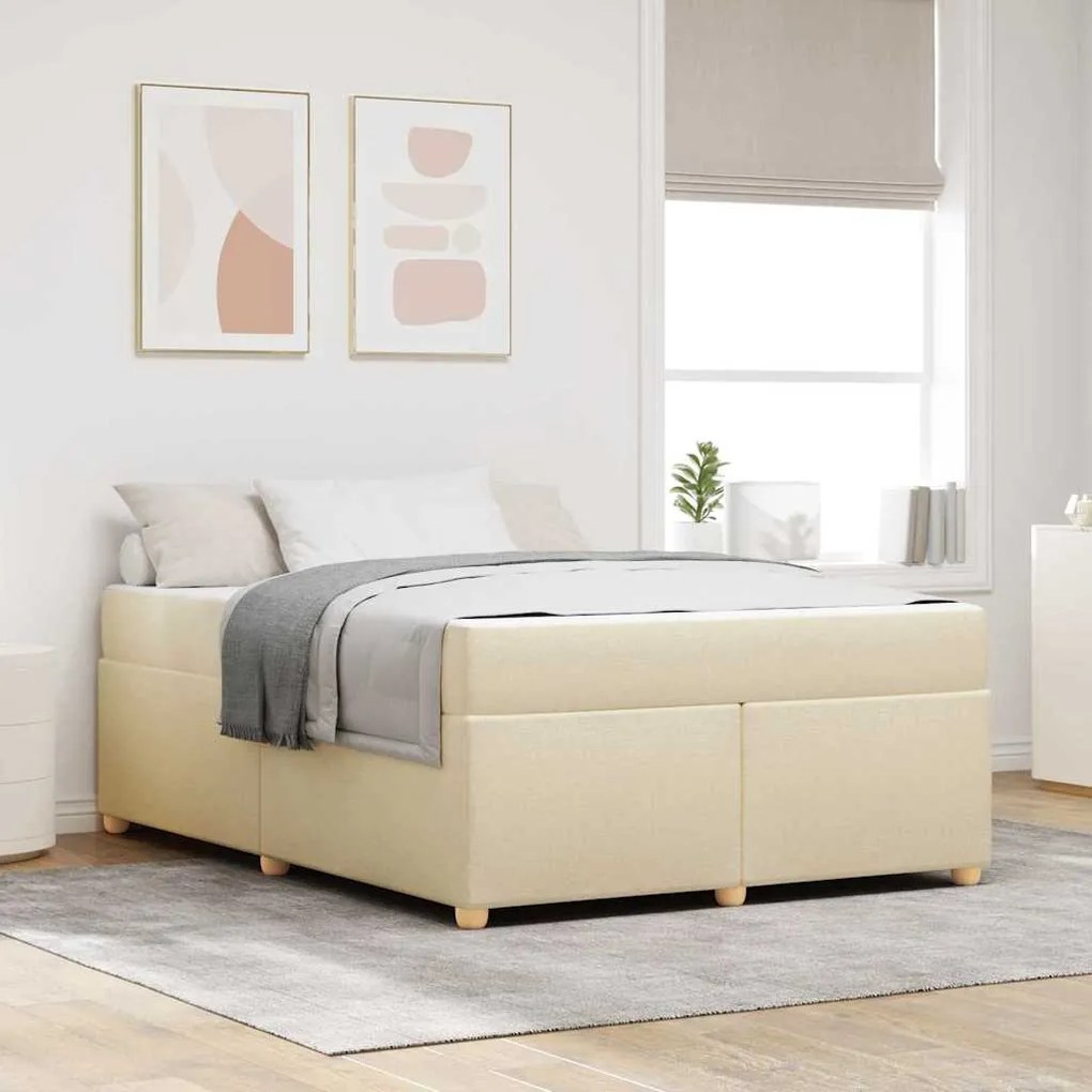 vidaXL Σκελετός Κρεβατιού Άλλο Κρεμ 140 x 200 cm ύφασμα