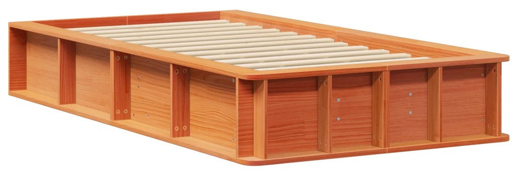 vidaXL Σκελετός Κρεβατιού Καφέ κεριού 90 x 190 cm Μασίφ ξύλο