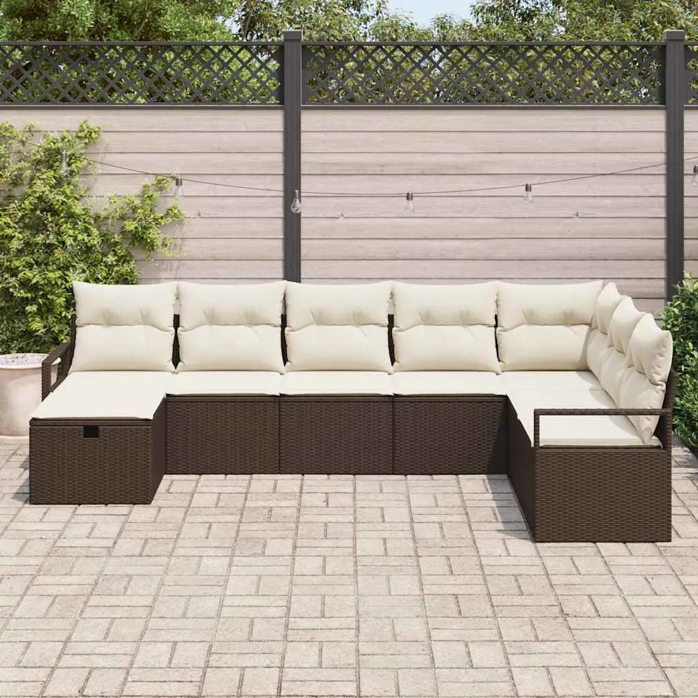 vidaXL Σετ Καναπέ Κήπου 8 pcs Καφέ Πολυ ράταν