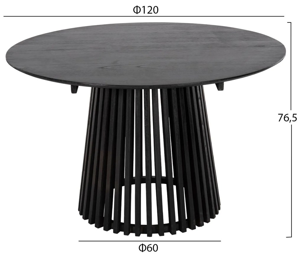 ΣΕΤ ΤΡΑΠΕΖΑΡΙΑΣ 5ΤΜΧ KINGSLEY ΣΤΡΟΓΓΥΛΟ ΤΡΑΠΕΖΙ Φ120εκ.& 4 ΚΑΡΕΚΛΕΣ-ΜΑΥΡΟ