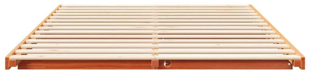 vidaXL Κρεβάτι δαπέδου Καφέ κεριού 160 x 200 cm Μασίφ ξύλο πεύκου