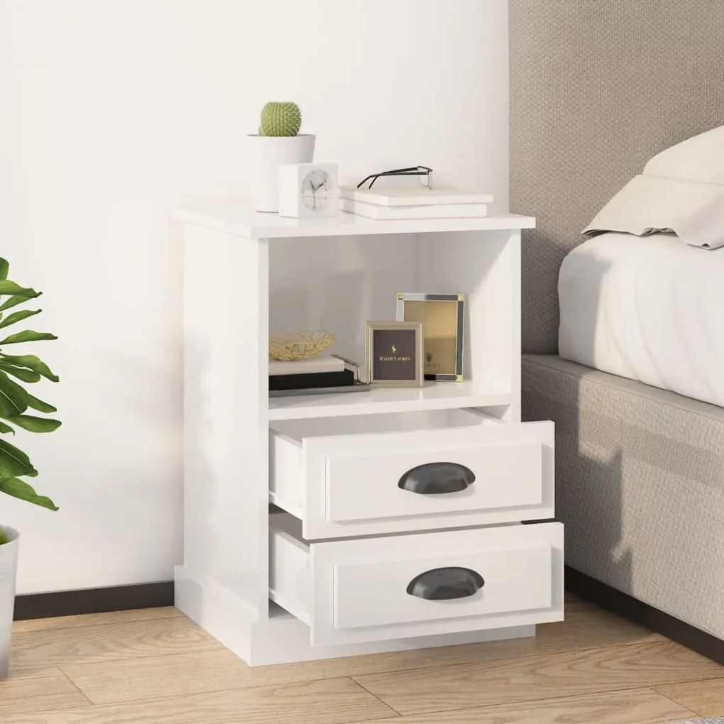 vidaXL Κομοδίνο Γυαλιστερό Λευκό 43 x 36 x 60 εκ.
