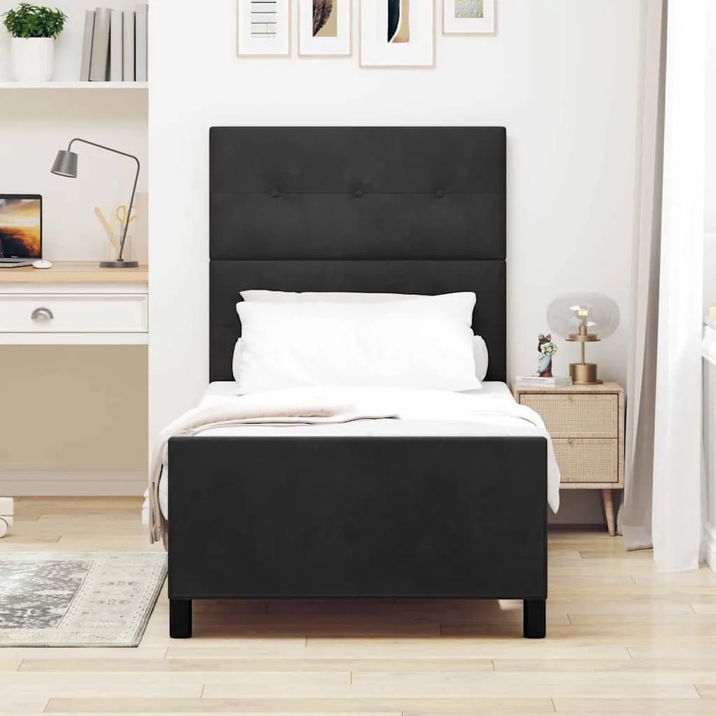vidaXL Σκελετός Κρεβατιού με κεφαλάρι Μαύρο 80 x 200 cm Βελούδο
