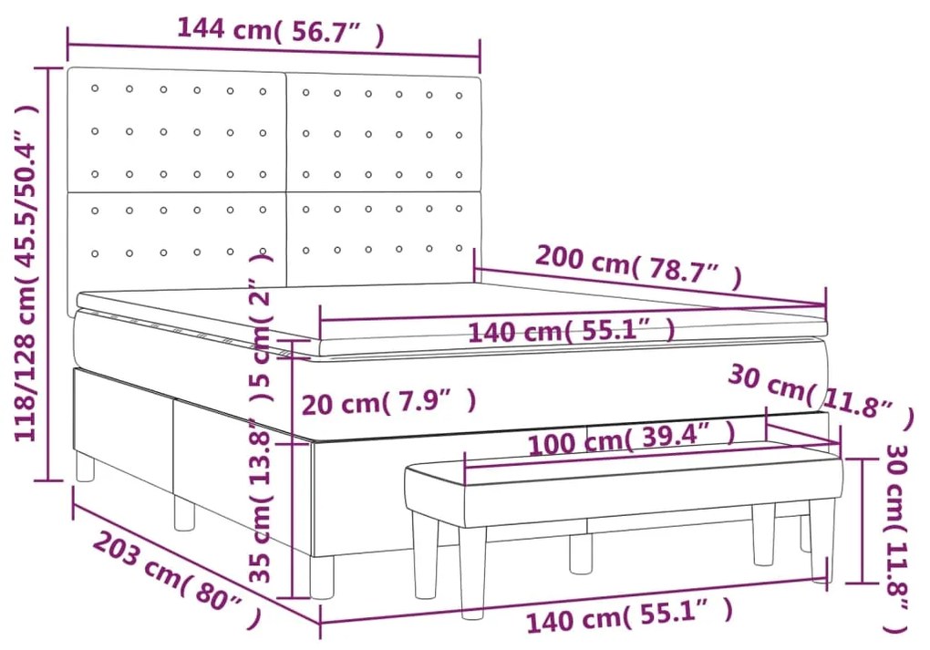 ΚΡΕΒΑΤΙ BOXSPRING ΜΕ ΣΤΡΩΜΑ ΜΠΛΕ 140X200 ΕΚ. ΥΦΑΣΜΑΤΙΝΟ 3136923