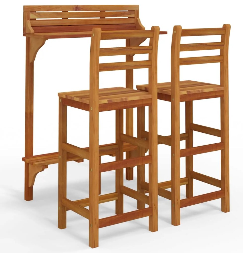 vidaXL Σετ Επίπλων Μπαρ Βεράντας 3 Τεμαχίων από Μασίφ Ξύλο Ακακίας