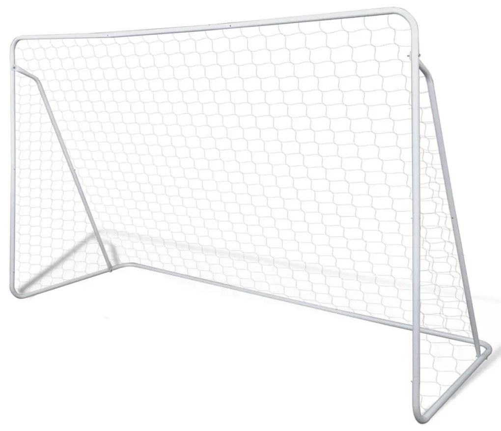 Σετ Τέρμα Ποδοσφαίρου με Δίχτυ 240 x 90 x 150 εκ. από Ατσάλι - Λευκό