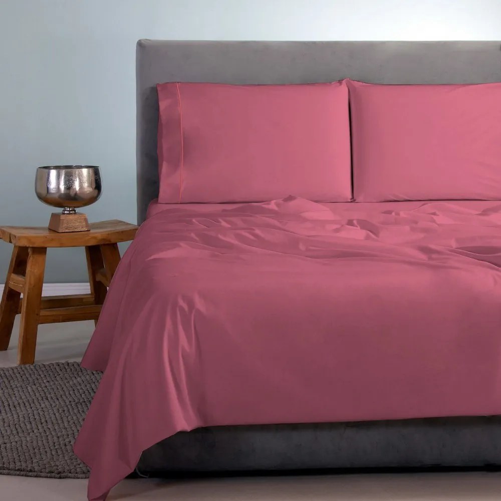 Σεντόνια Satin Plain (Σετ 4τμχ) Fucshia Aslanis Home Υπέρδιπλo 250x270cm 100% Βαμβακοσατέν