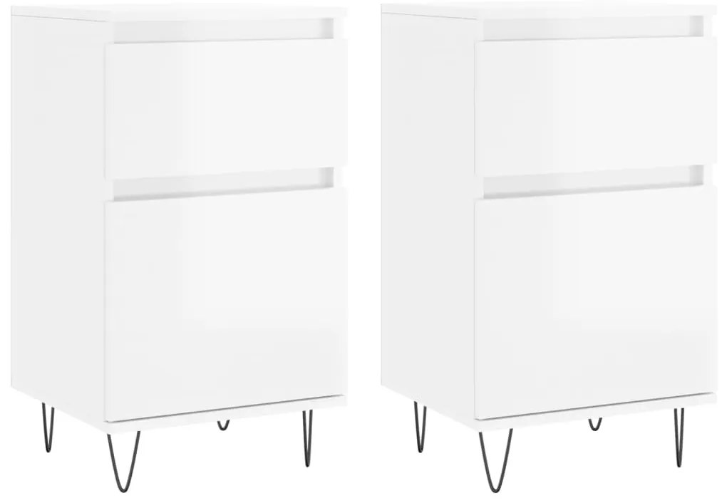 vidaXL Ντουλάπια 2 τεμ. Γυαλιστ. Λευκό 40x35x70 εκ. από Επεξεργ. Ξύλο