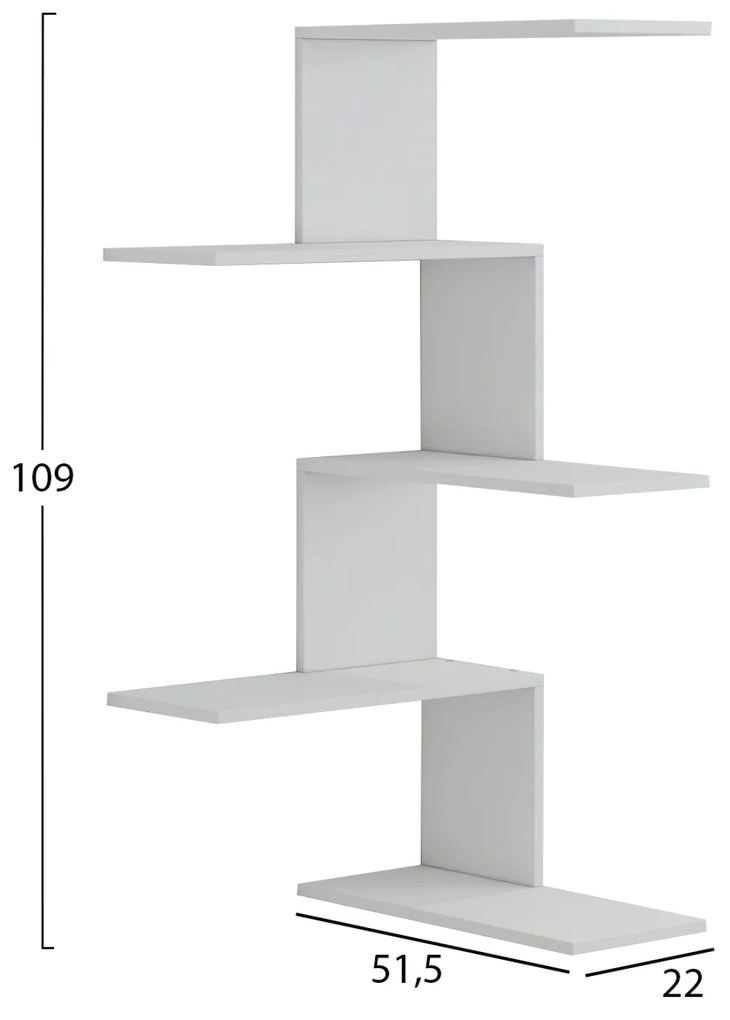 Επιτοίχια Ραφιέρα Rory Μελαμίνη Σε Λευκό 22x51,5x109Υ Εκ.