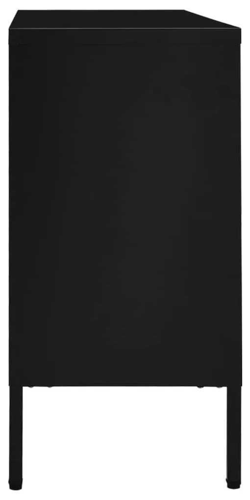 vidaXL Μπουφές Μαύρος 105 x 35 x 70 εκ. από Ατσάλι και Ψημένο Γυαλί