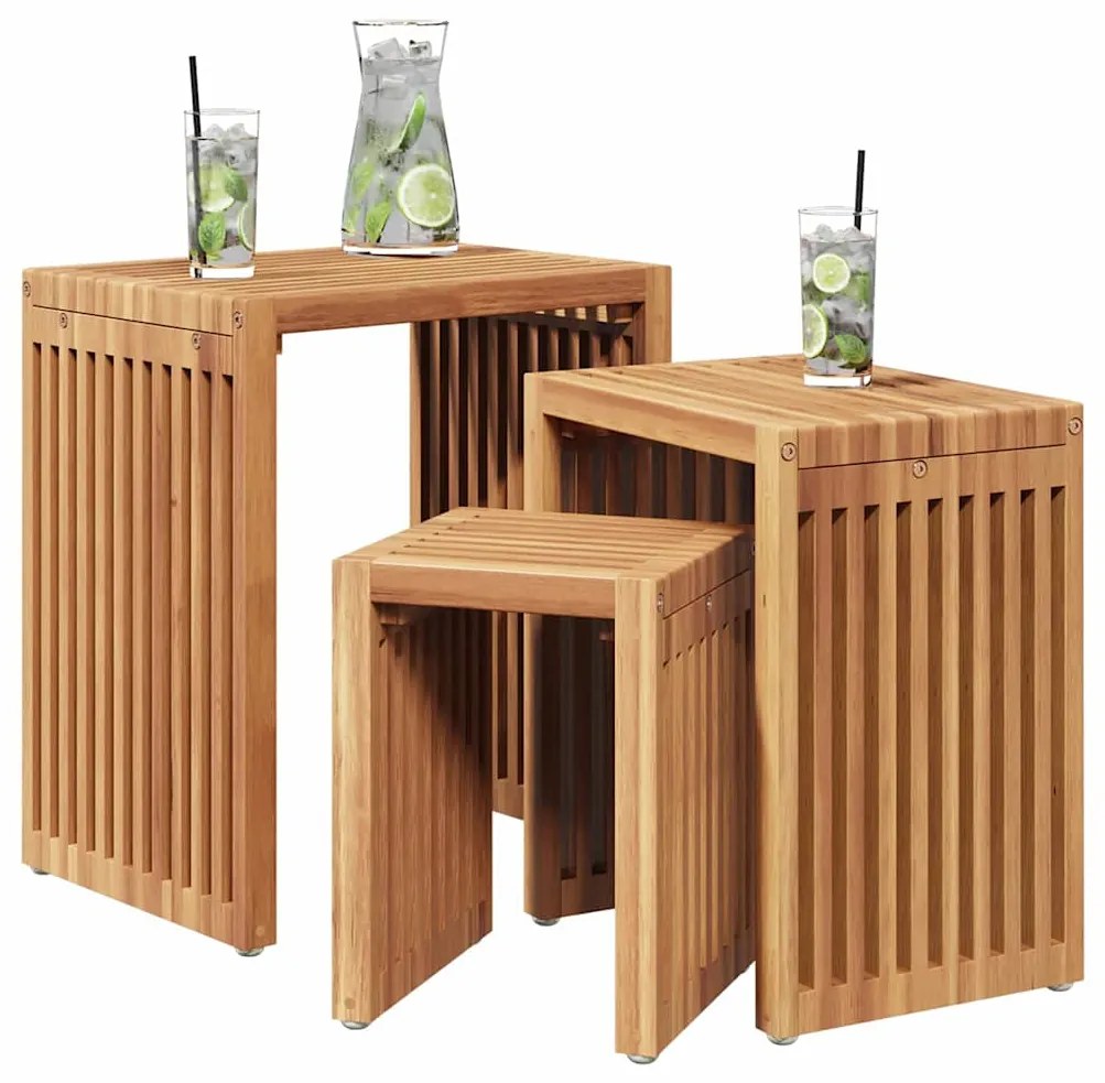 vidaXL Πλευρικό Τραπέζι Κήπου 3 pcs Καφέ 33 x 44,5 x 51 εκ