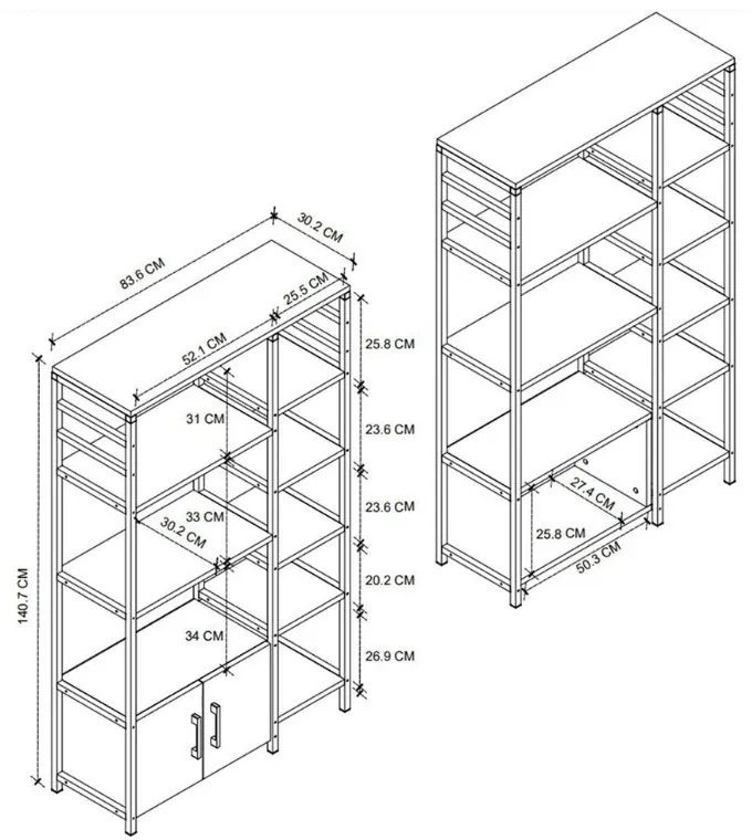 Έπιπλο κουζίνας Benito Megapap χρώμα μαύρο - ανθρακί 83,6x30,2x140,7εκ. - GP041-0067,2