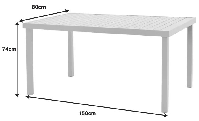 Τραπέζι Kliton  pakoworld αλουμινίου λευκό 150x80x74εκ - 288-000008