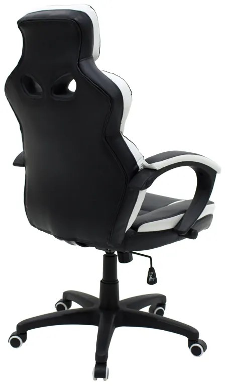 Καρέκλα γραφείου εργασίας GARMIN - Bucket pakoworld PU μαύρο-λευκό - Τεχνόδερμα - 126-000016