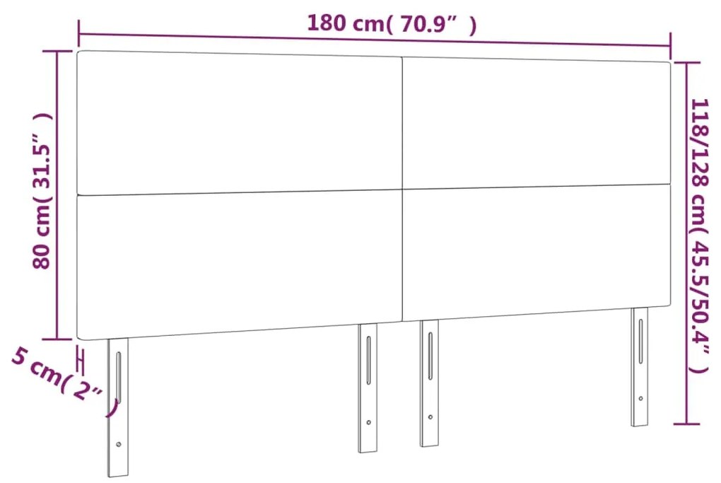 vidaXL Κεφαλάρι Κρεβατιού LED Μαύρο 180x5x118/128 εκ. Υφασμάτινο
