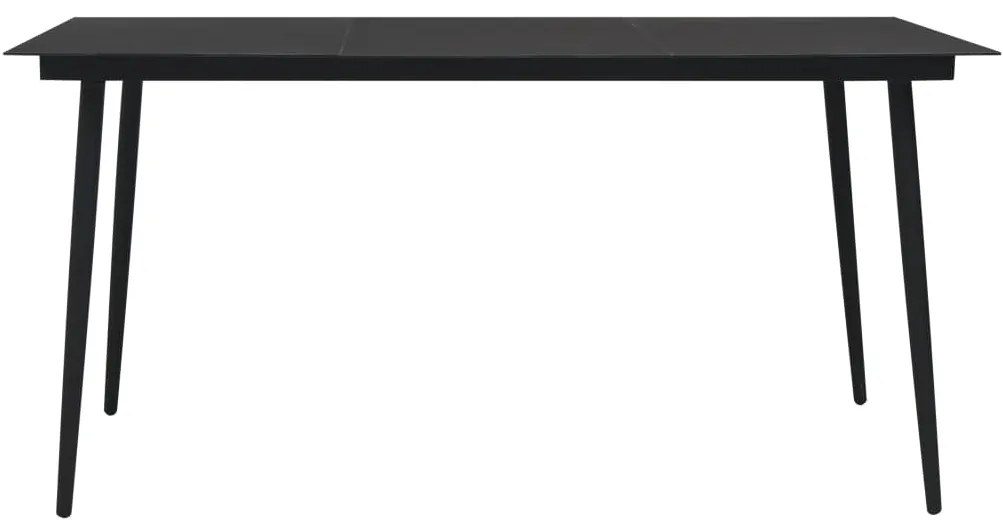 vidaXL Τραπεζαρία Κήπου Μαύρη 190 x 90 x 74 εκ. από Ατσάλι / Γυαλί