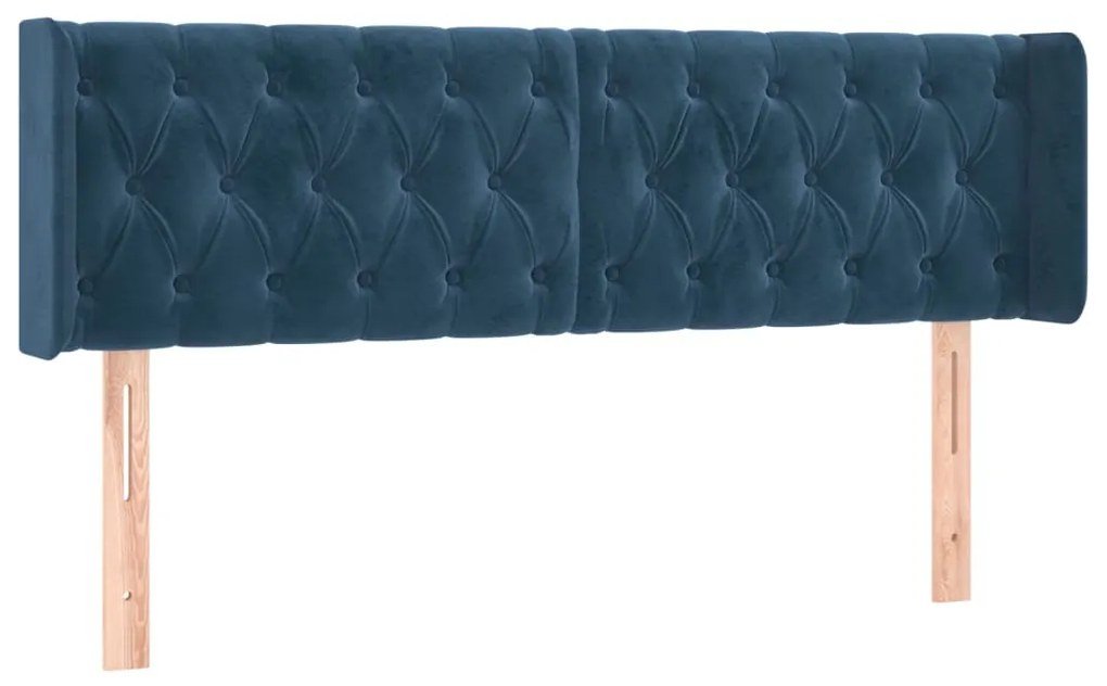 vidaXL Κεφαλάρι Κρεβατιού LED Σκούρο Μπλε 147x16x78/88 εκ. Βελούδινο