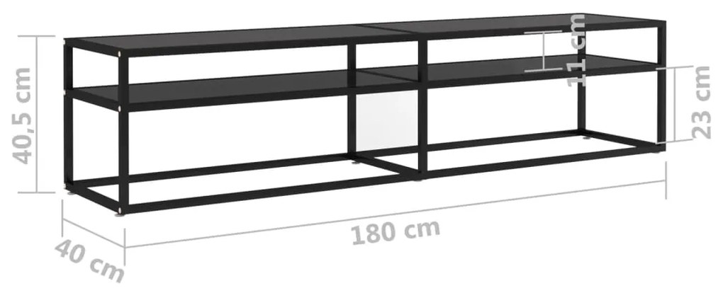 vidaXL Έπιπλο Τηλεόρασης Μαύρο 180 x 40 x 40,5 εκ. από Γυαλί Ασφαλ.